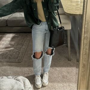 Light wash High Rise straight leg Denim Jeans